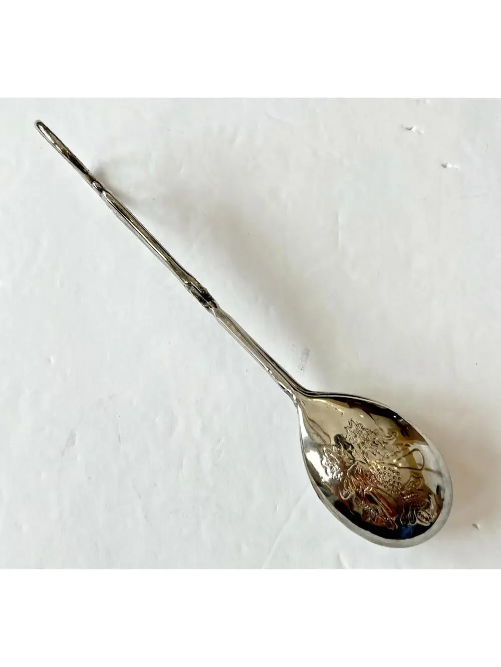 Vintage Italian Scissor Tongs Silverplate Fork and Spoon shape Fruit design 2202